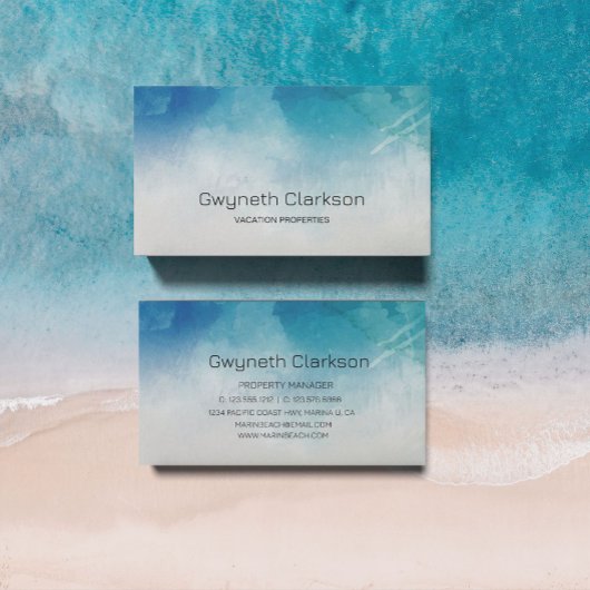 水彩海ビーチサマービジネスカード 名刺
