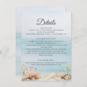 水彩海ビーチシェル結婚の詳細 エンクロージャーカード (正面/裏面)