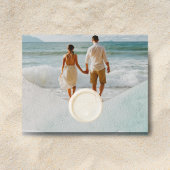 水彩海ビーチモダン夏結婚の写真 オールインワン招待状