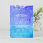 水彩海ビーチ婚約シャワーまたはパーティー 招待状 (スタンド正面)