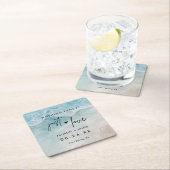 水彩海ビーチ結婚式エロペメントスクエアPa スクエアペーパーコースター (インサイチュ)