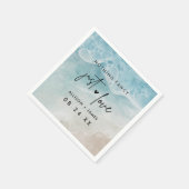 水彩海ビーチ結婚式落ち込み スタンダードカクテルナプキン (角)