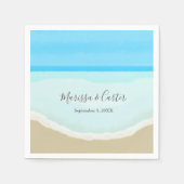 水彩海ビーチ結婚式 スタンダードカクテルナプキン (正面)