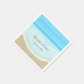 水彩海ビーチ結婚式 スタンダードカクテルナプキン (角)