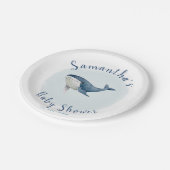 水彩海ブルーホエールキュート少年の赤ちゃんシャワー ペーパープレート (アングル)