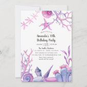 水彩海ライフ誕生日パーティー 招待状 (正面)