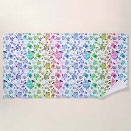 水彩海ライフ – レインボーカラー ビーチタオル