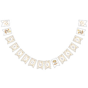 水彩海リトルパールベビーシャワー バンティングフラッグ