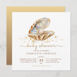 水彩海リトルパールベビーシャワー 招待状