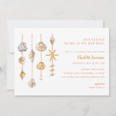 水彩海リトルパールベビーシャワー 招待状 (正面)