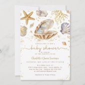 水彩海リトルパールベビーシャワー 招待状 (正面)