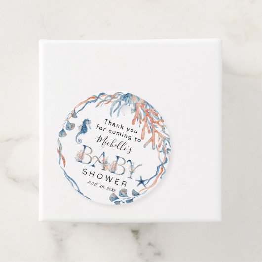 水彩海中赤ちゃんシャワーありがとう フェイバータグ (インサイチュ)