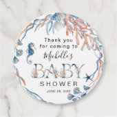 水彩海中赤ちゃんシャワーありがとう フェイバータグ (正面)