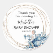 水彩海中赤ちゃんシャワーありがとう ラウンドシール (正面)