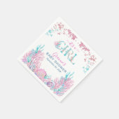 水彩海中雨の女の子の赤のシャワー スタンダードカクテルナプキン (角)