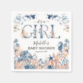 水彩海中雨の女の子の赤のシャワー スタンダードカクテルナプキン (正面)