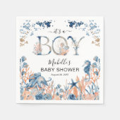 水彩海中雨「男の子だ」赤ちゃんシャワー スタンダードカクテルナプキン (正面)