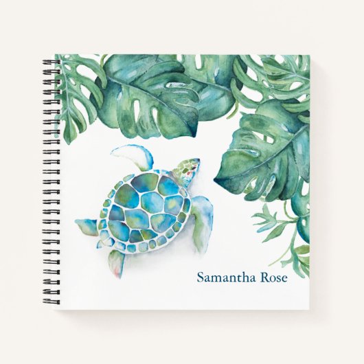 水彩海亀のジャーナルパーソナライズされたー ノートブック (正面)