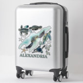 水彩海亀の沿岸収集名 シール (スーツケース)