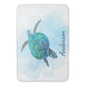 水彩海亀の沿岸海 バスマット (正面縦)