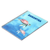 水彩海亀モノグラム名 ノートブック (左側)