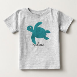 水彩海亀モノグラム ベビーTシャツ