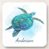 水彩海亀航海の沿岸海 コースター (正面)