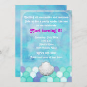 水彩海人魚シェルはかりで測招待状 招待状 (正面/裏面)