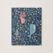 水彩海動物が青い芸術を探し求め見つける ジグソーパズル (縦)