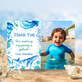 水彩海動物クジラ海中写真 サンキューカード