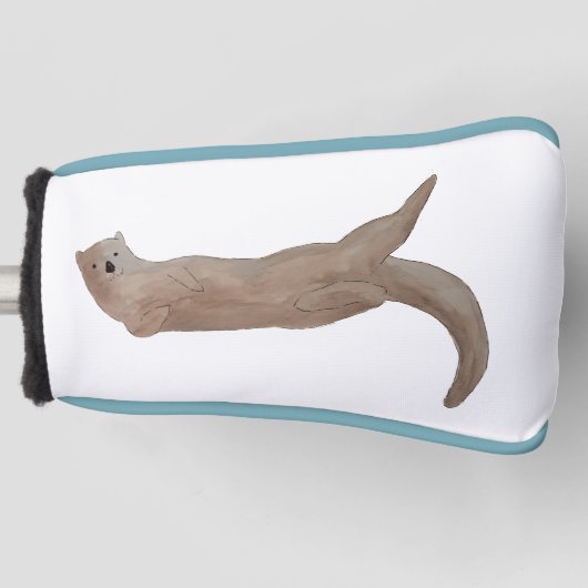 水彩海動物シーオッター ゴルフヘッドカバー (正面)