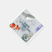 水彩海動物子供の誕生日パーティー青 スタンダードカクテルナプキン (角)