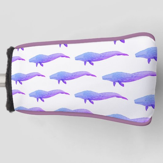 水彩海動物紫色クジラ ゴルフヘッドカバー (正面)