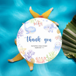 水彩海動物 – 感謝していあなたの赤ちゃんシャワー ラウンドシール