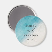 水彩海夏ビーチ結婚式パーティー マグネット (正面/裏面)