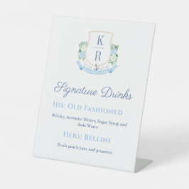 水彩海岸の結婚特徴的なドリンク 台座サイン