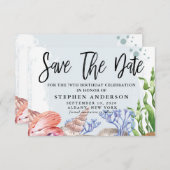 水彩海岸の70歳誕生日パーティー セーブザデート (正面/裏面)