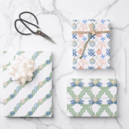 水彩海岸クリスマスガーランド ラッピングペーパーシート