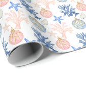 水彩海岸海辺クリスマスシェル ラッピングペーパー (ロールコーナー)