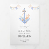 水彩海底海洋テーマのウェディング 三つ折り招待状 (カバー)