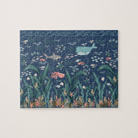 水彩海昆布の森の探索と芸術の検索 ジグソーパズル (横)