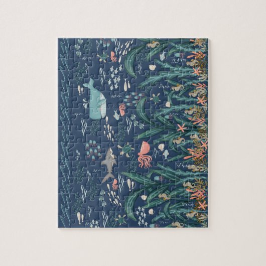 水彩海昆布の森の探索と芸術の検索 ジグソーパズル (縦)