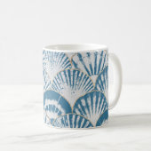 水彩海殻波継ぎ目無し コーヒーマグカップ (正面右)