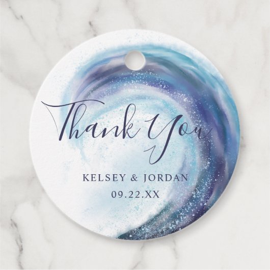 水彩海波ありがとうご結婚の名前 フェイバータグ (正面)