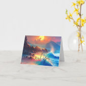 水彩海波のカスタマイズ カード (黄色い花)