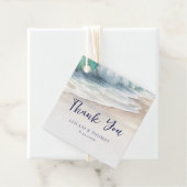 水彩海波ビーチ結婚式ありがとう フェイバータグ (インサイチュ)