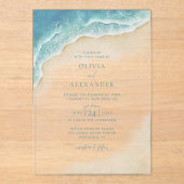 水彩海波ビーチ結婚式 アクリル招待状 (正面)