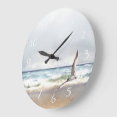 水彩海波ビーチ鳥 ラージ壁時計 (傾斜)