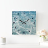 水彩海波反射 スクエア壁時計 (ホーム)