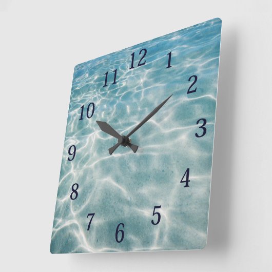 水彩海波反射 スクエア壁時計 (傾斜)